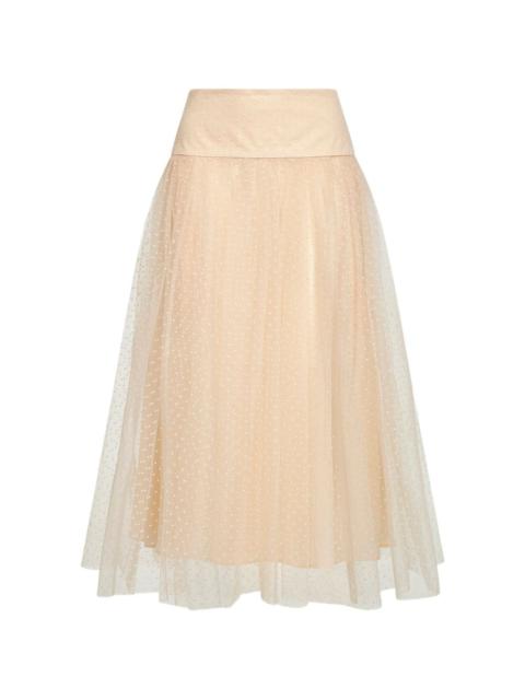 gathered flared midi skirt
