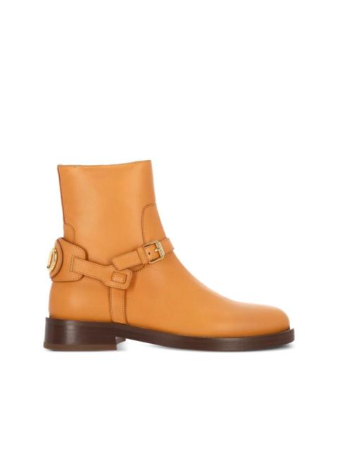 buckle-strap leather boots