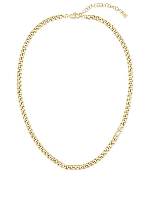 CURB-CHAIN LOGO NECKLACE IN GOLD-TONE STEEL