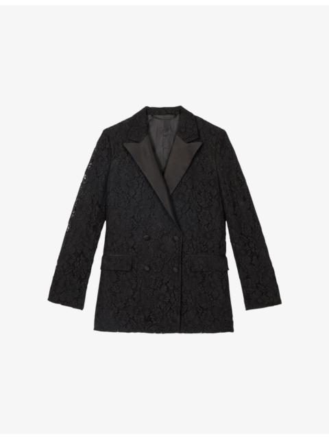 Lace Notched-Lapel Woven Blazer