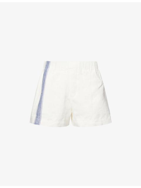 Striped Logo Linen Shorts