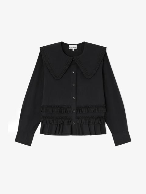 STRETCH COTTON RUFFLE SHIRT