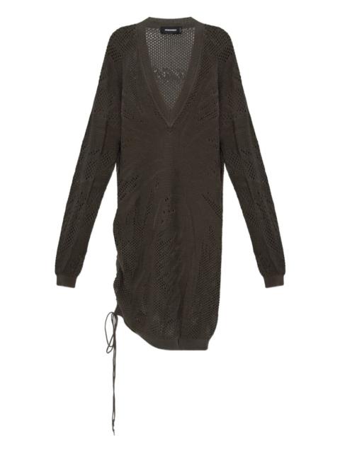 V-neck drawstring midi dress