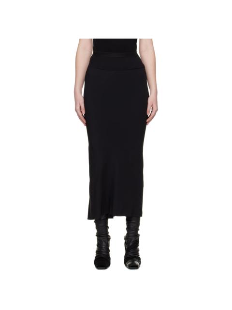 Black Temple Calf Bias Midi Skirt
