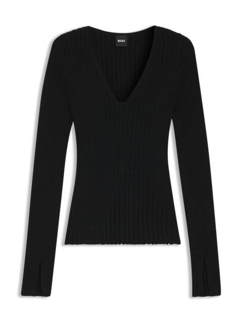 KNITTED SWEATER IN STRETCH FABRIC WITH TWO-TONE PATTERN