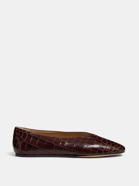 Regency Slipper / Coco Brown Croc Effect Leather