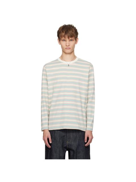 Blue & Beige Gradient Stripe Jersey L/S T-shirt