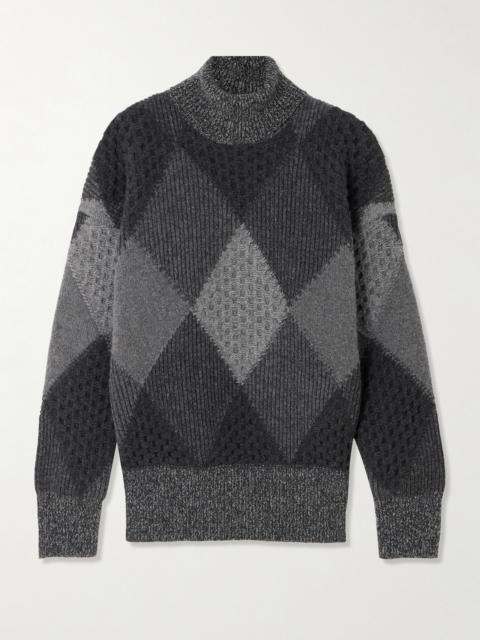 Argyle Wool Turtleneck Sweater