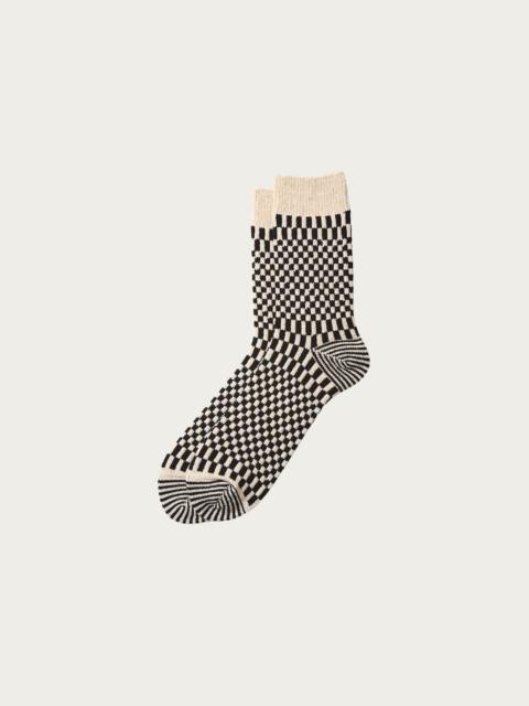 Checkerboard Pattern Socks - Black