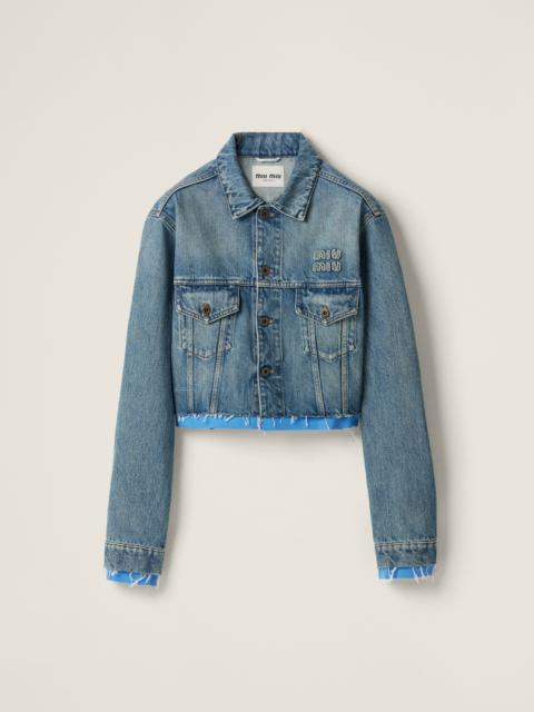 Denim and poplin trucker jacket