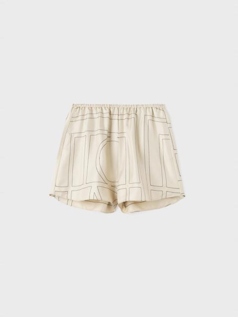 Monogram silk pj shorts ivory