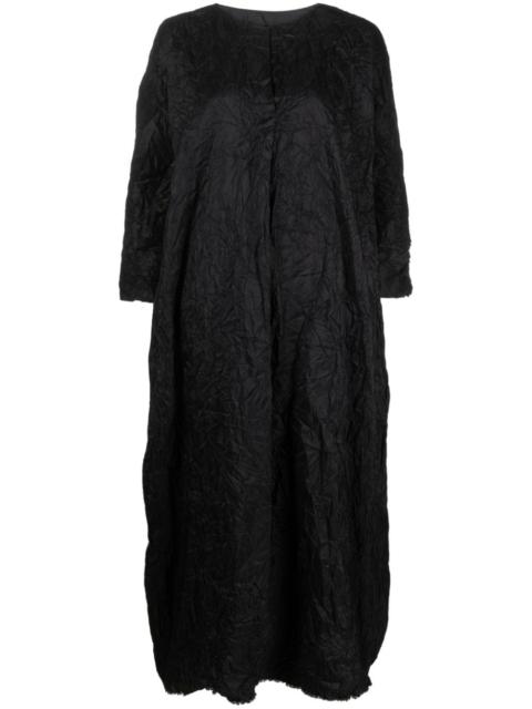 crinkled silk midi dress