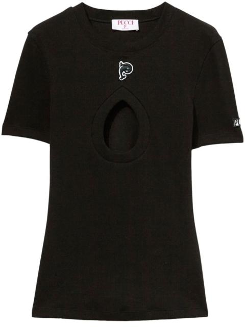 teardrop cut-out T-shirt