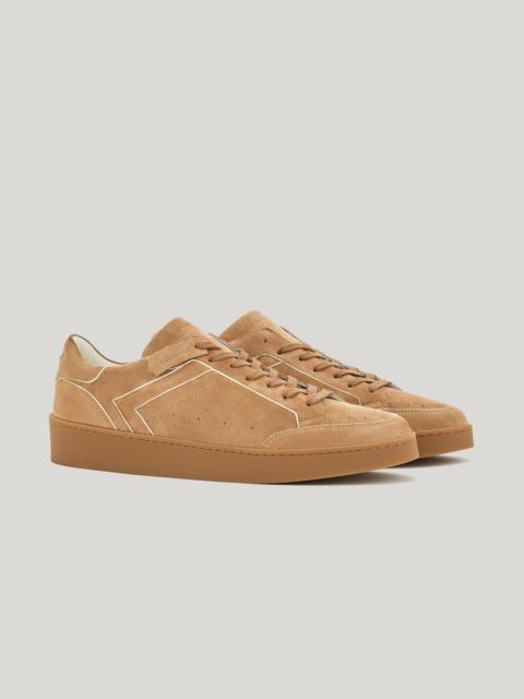 CANALI NUVOLA HAZELNUT SUEDE SNEAKERS WITH IVORY PIPING
