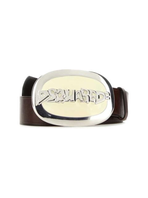 logo-buckle leather belt