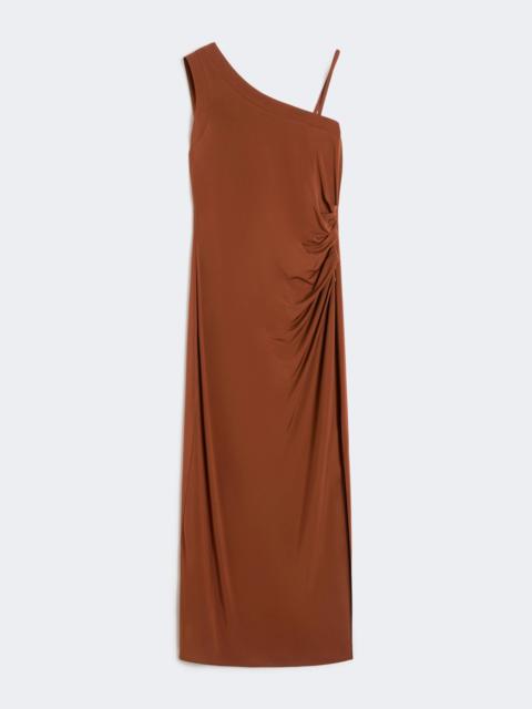 Jersey one-shoulder dress - CHOCOLATE