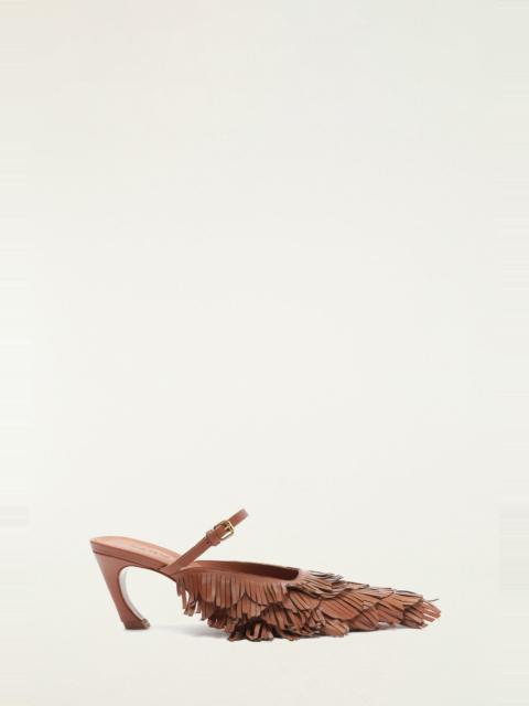 Brown Fringe Heeled Sandal