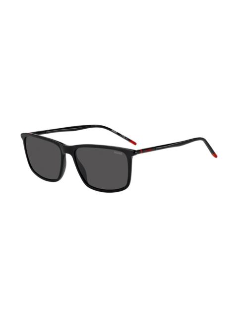 TUBULAR-TEMPLE SUNGLASSES IN BLACK ACETATE