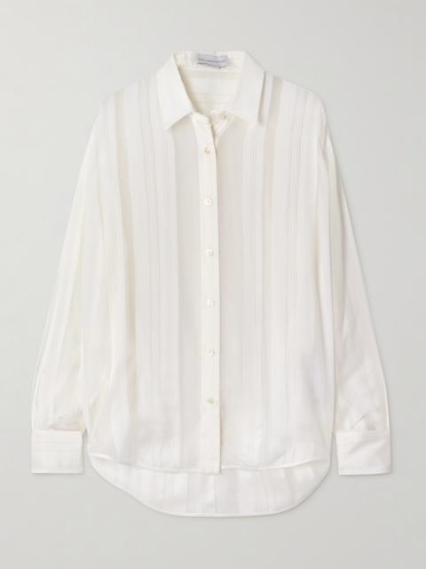Paneled Organic Silk-chiffon And Satin Shirt
