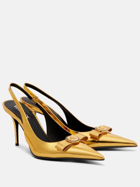 Gianni Ribbon 85 leather slingback pumps