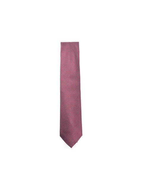 geometric-pattern silk tie