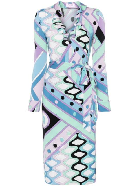 geometric wrap midi dress