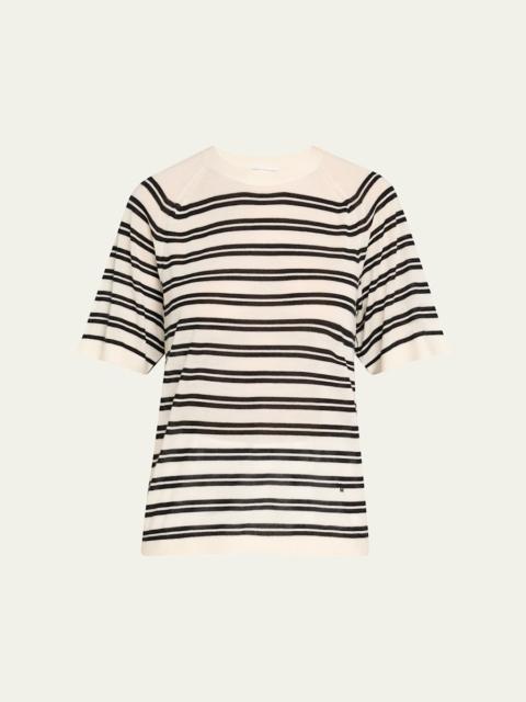 Oversized Stripe Cashmere T-Shirt