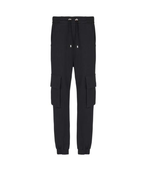 Cargo joggers with Balmain Paris print