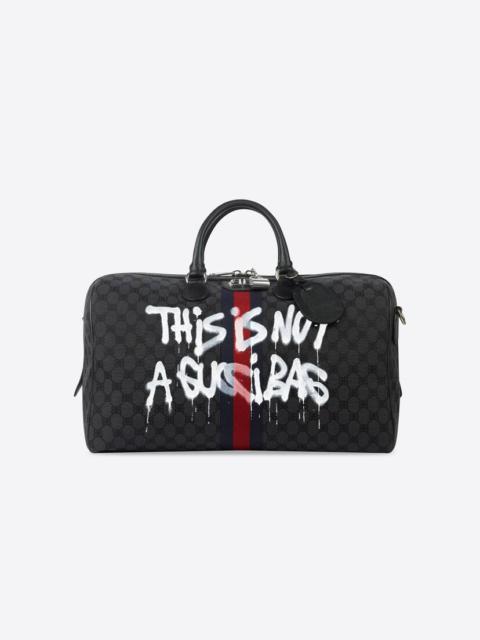 Men's Hacker Graffiti Medium Duffle Bag In Jacquard Canvas in Black