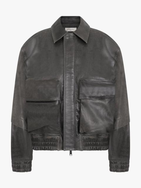 OVERSIZED LEATHER BLOUSON | BLACK
