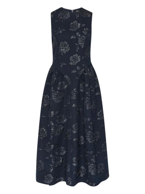 Floral-jacquard midi dress