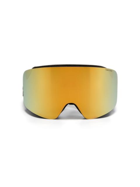 logo-band mirrored-lenses ski goggles