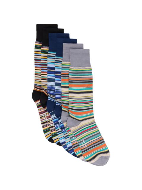 Six-Pack Multicolor 'Signature Stripe' Socks