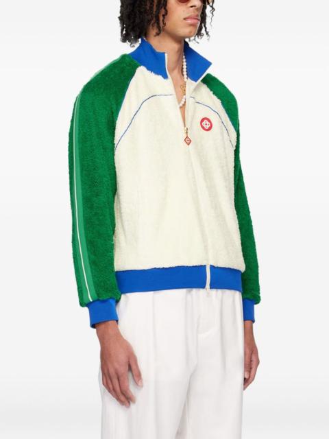 colour-block fleece jacket