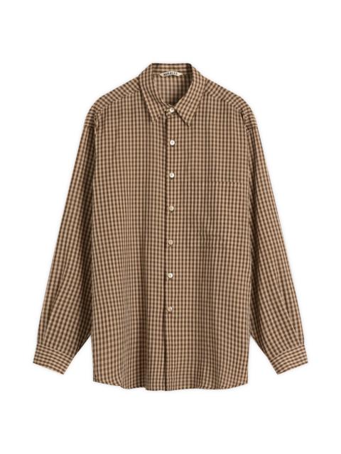 Auralee Airy Light Cotton Check Big Shirt
