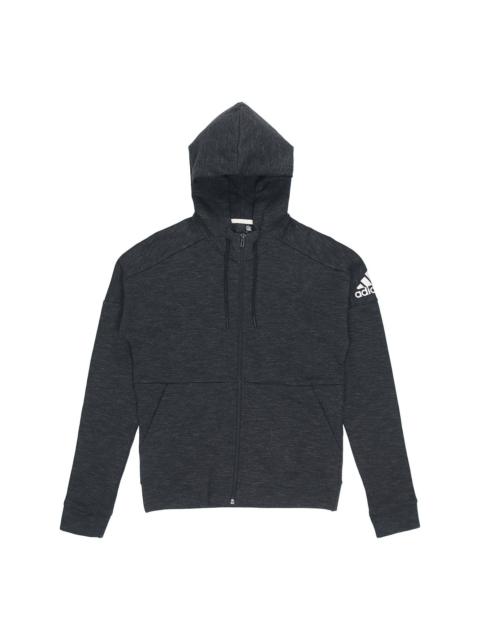 adidas Knit Windproof Breathable Hooded Jacket Iron gray DU1135