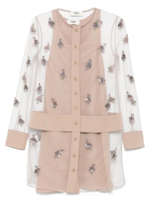 embroidered tulle mini dress