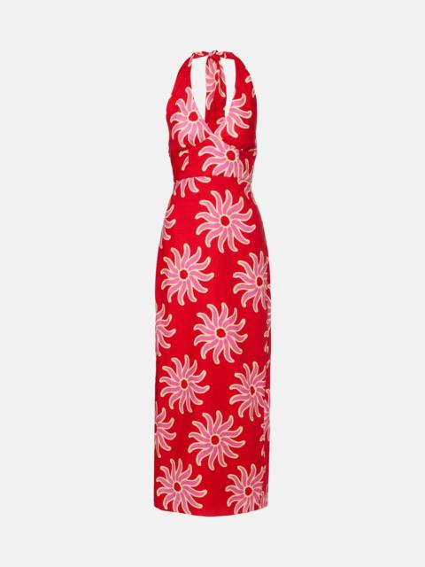 Dasha printed halterneck linen maxi dress