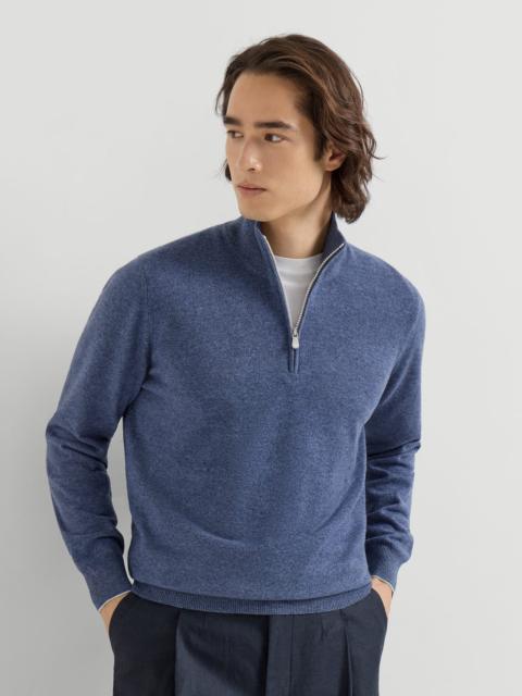 Cashmere sweater with half zip