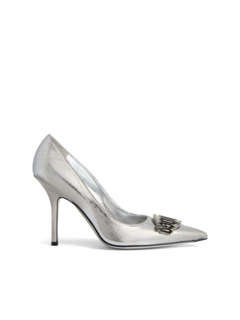 100mm logo-plaque leather pumps