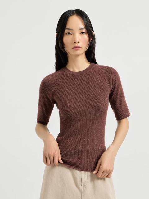 Sparkling cashmere lightweight rib sweater