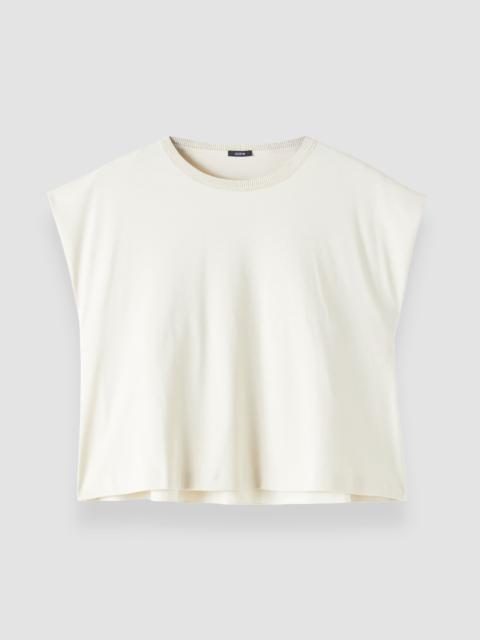 Cotton Poplin Jersey Round Neck T-Shirt