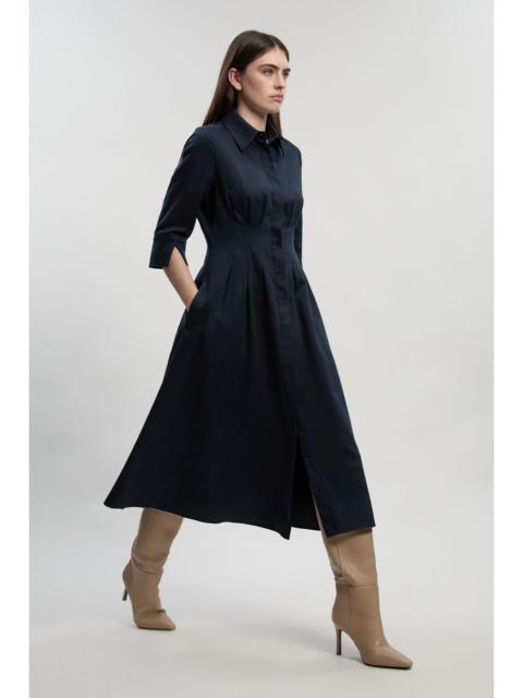 Tailored Linen Darted Waist Midi Dress