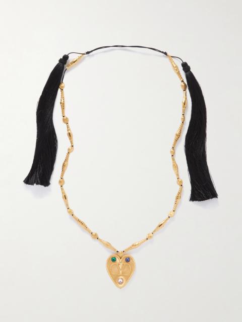 Gold-tone, Crystal And Cord Necklace