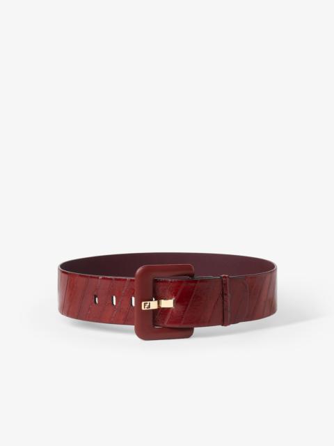 Forever Fendi Belt Burgundy hagfish leather belt
