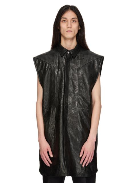 Black Temple Jumbo Outshirt Leather Vest
