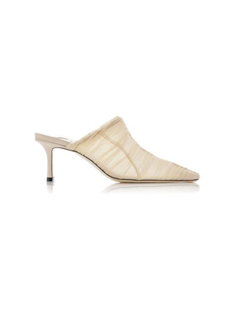 Lotta Ruched Tulle Mules white