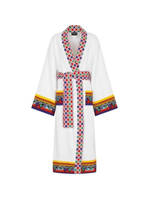Carretto Siciliano printed trim bathrobe