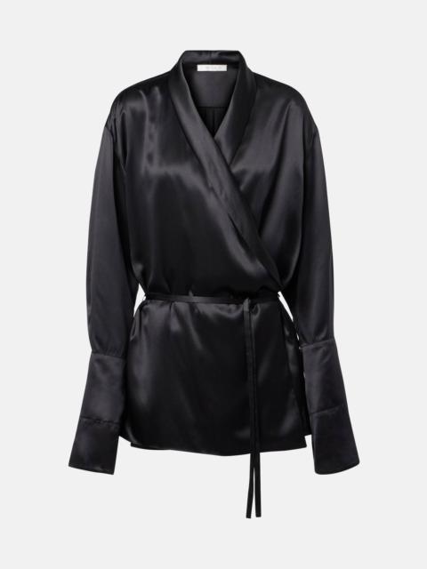 Eivie silk satin wrap top