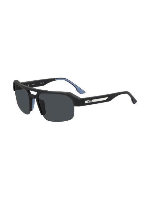 BLACK SUNGLASSES WITH TEMPLE INSERT AND LOGO